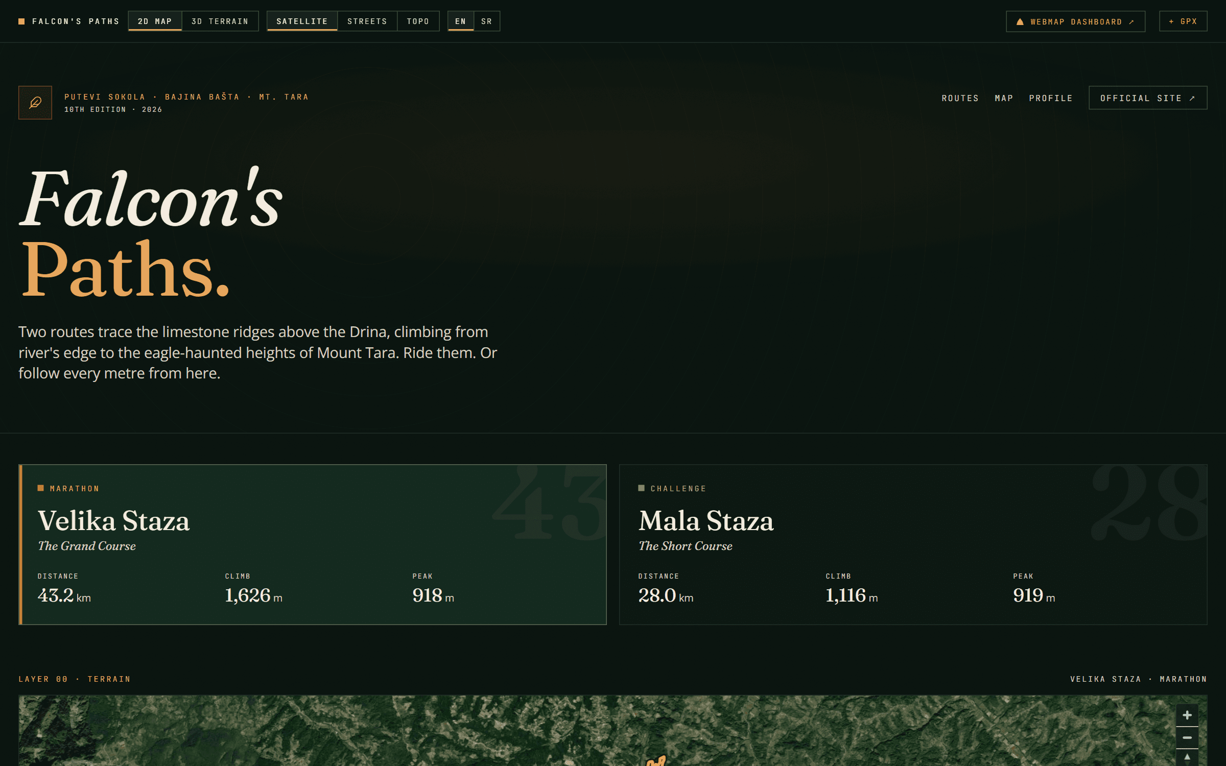 Falcon's Paths — interface preview