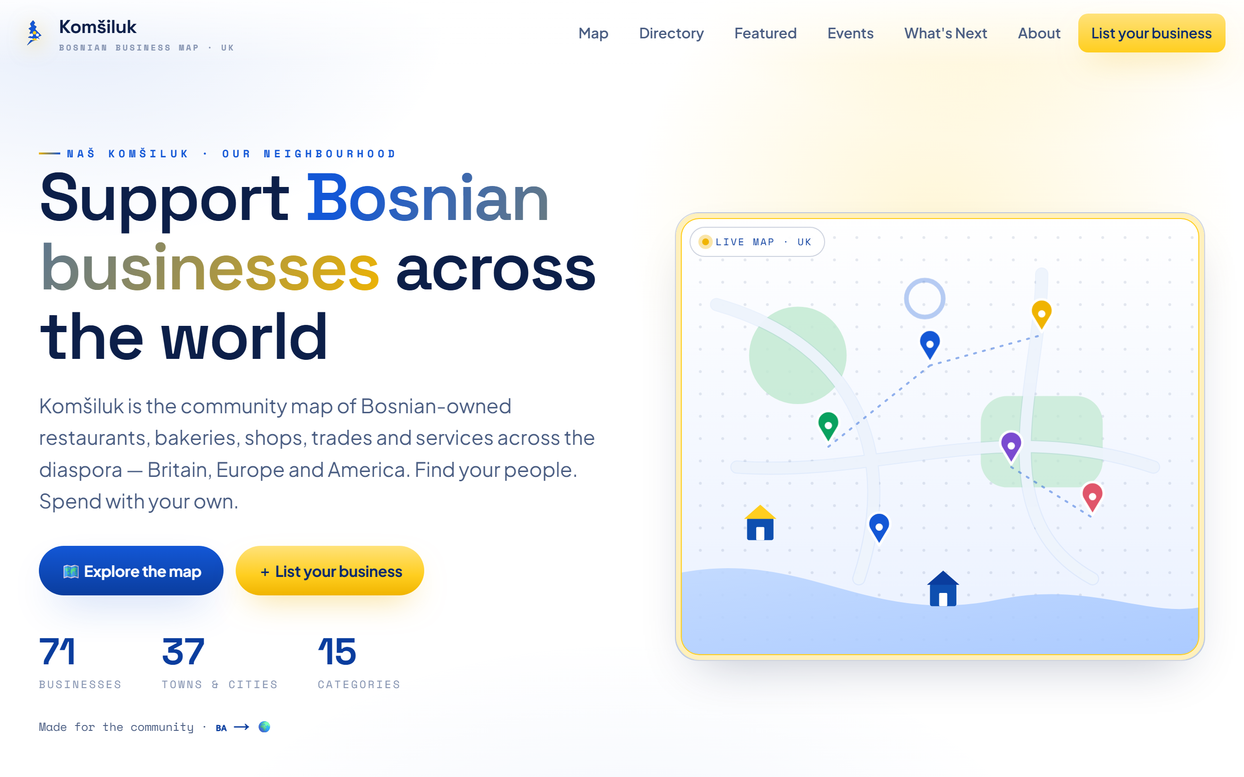 Komšiluk map & dashboard screenshot